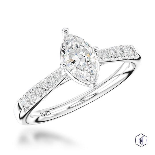 Classic Marquise Cut Diamond Engagement Ring Platinum 0.32ct