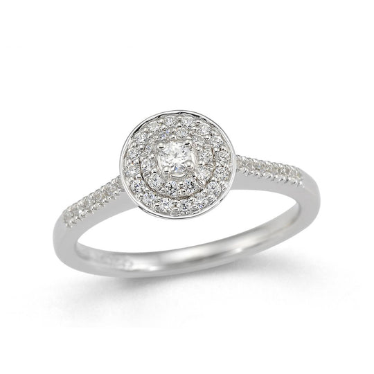 Diamond Cluster Engagement Ring - 9ct White Gold