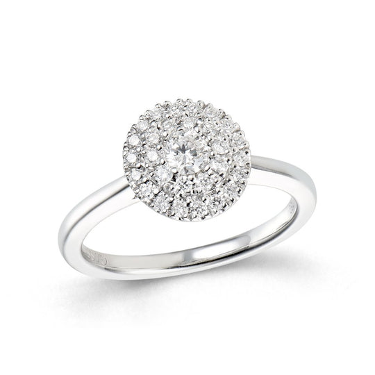 Diamond Cluster Ring - 9ct White Gold - 0.50ct
