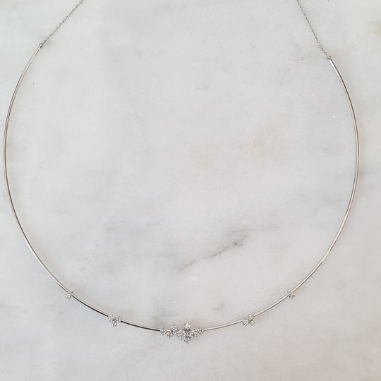 Diamond Collar Necklace - 18ct W/Gold - Dia 0.34ct - 9960DW