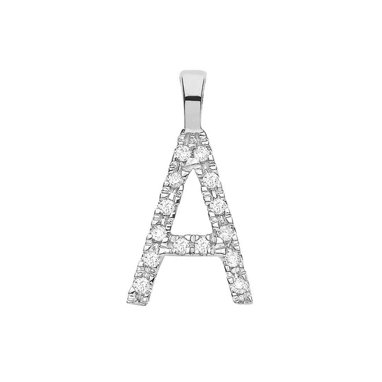 Diamond Initial A Pendant Necklace - White Gold - DIN0005A