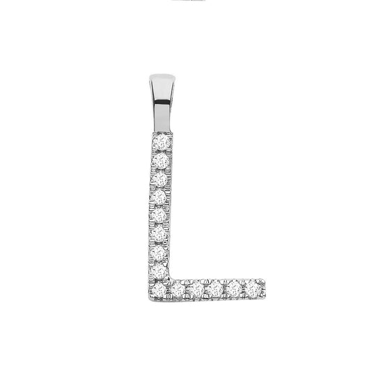 Diamond Initial L Pendant Necklace - White Gold - DIN0005L