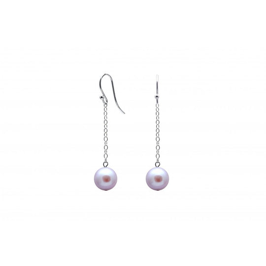 Drop Chain Pearl Earrings - Pink - ED1839WGP