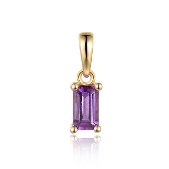 Emerald Cut Amethyst Pendant - Yellow Gold - NTP2064AMY-9YG
