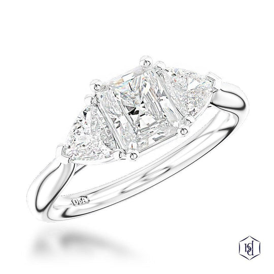 Platinum Florentine Radiant Cut Diamond Engagement Ring - 1.55ct