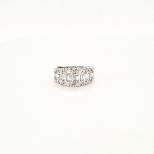 Graduated Baguette Diamond Halo Ring - 0.90ct