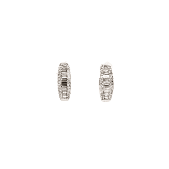 Graduated Baguette Diamond Hoop Earrings - 1.02ct