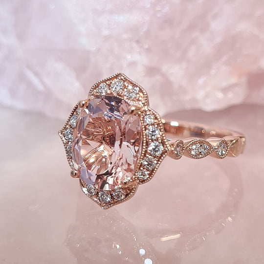 Morganite & Diamond Ring - 18ct Rose Gold - 9152MGR