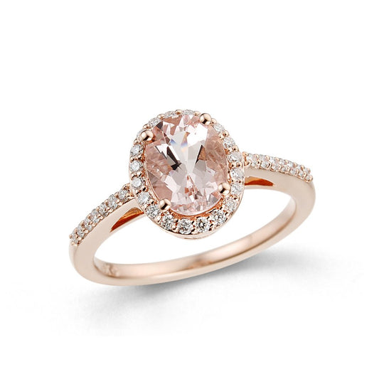 Morganite & Diamond Ring - 9ct Rose Gold - 1.12ct
