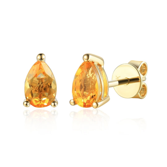 Pear Shaped Citrine Stud Earrings - Yellow Gold - NTE2086CIT-9YG