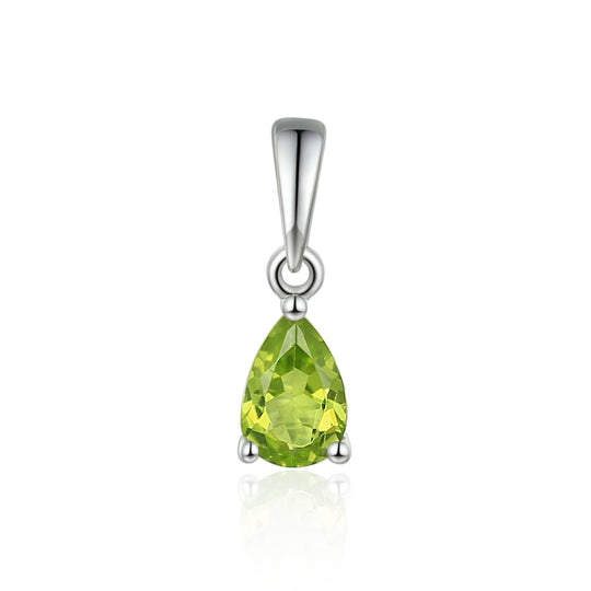 Pear Shaped Peridot Pendant - White Gold