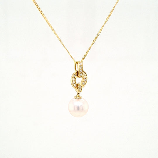 Pearl & Diamond Pendant - Gold - PA0810-18YG