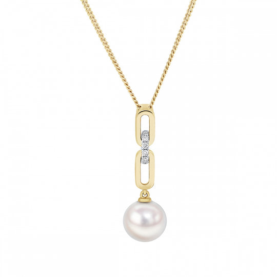 Pearl & Diamond Pendant - Gold - PL410-18YG