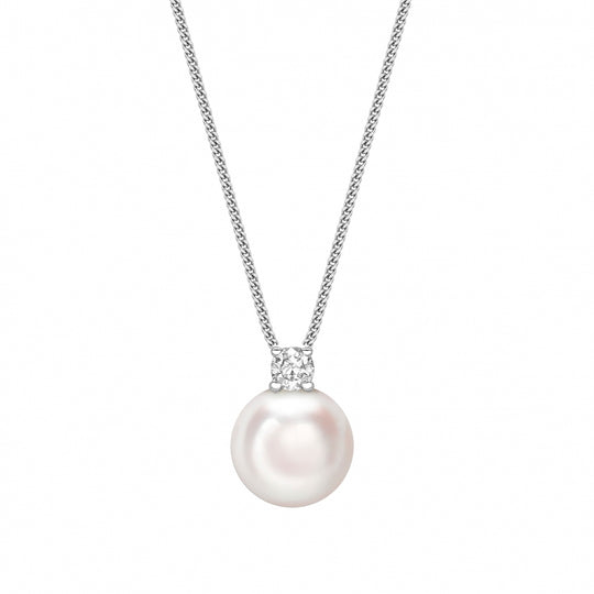 Pearl & Diamond Pendant - White Gold - PA0210-WG