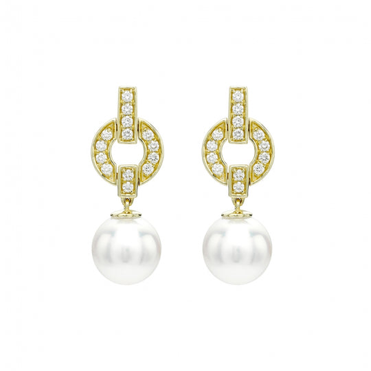 Pearl & Diamond Stud Earrings - Gold - A0810-18YG
