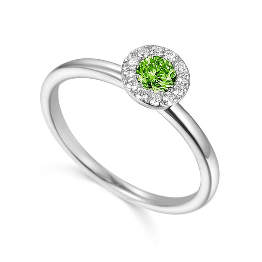 Peridot & Diamond Cluster Ring- White Gold - Size M - NTR832PERD