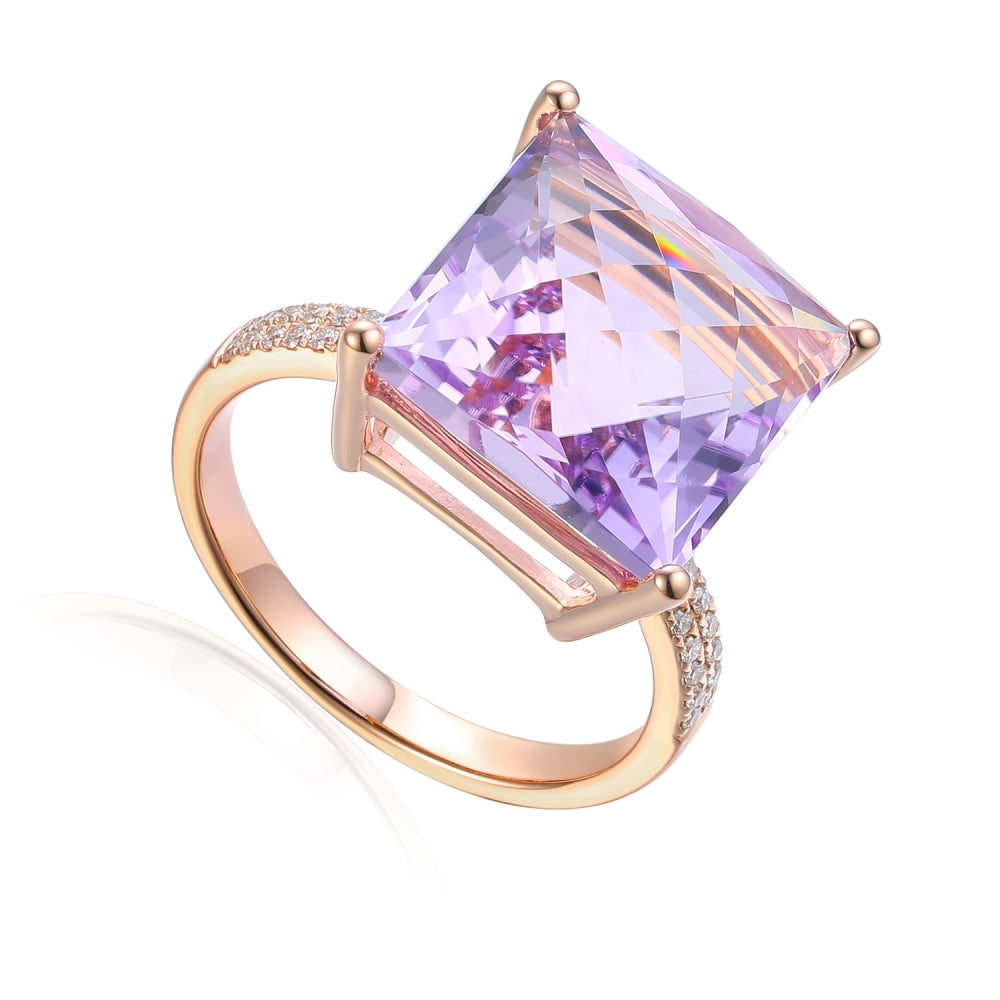 Pink Amethyst Diamond Ring Rose Gold ND29 PAMY 12X12 9RG