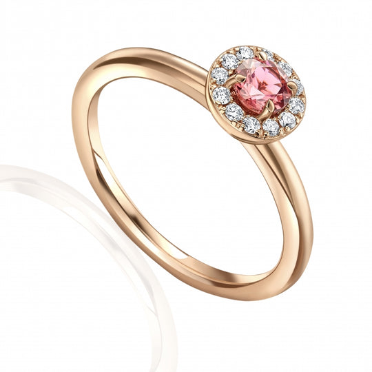 Pink Tourmaline & Diamond Cluster Ring - Rose Gold - NTR832PTD