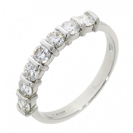 Platinum, 7 Stone Diamond, Bar Set Eternity Ring - 0.80ct