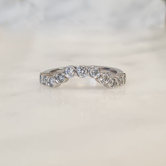 Platinum Curved Diamond Set Band - 0.50ct