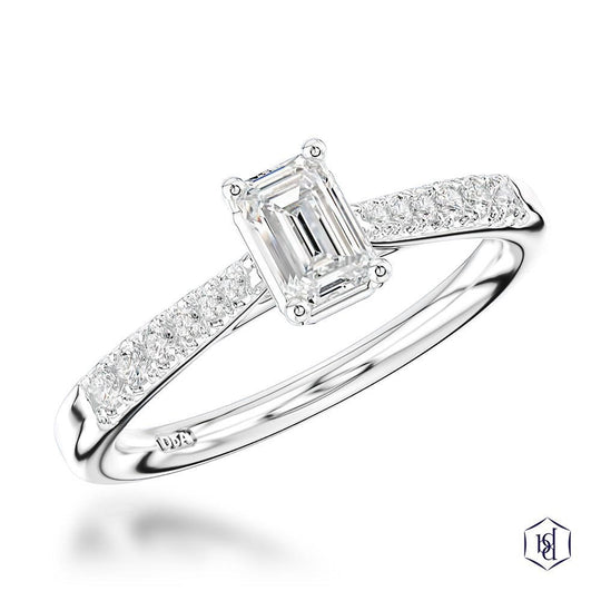 Platinum Emerald Cut Diamond Engagement Ring - 0.60ct