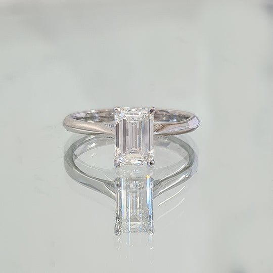 Platinum Emerald Cut Diamond Engagement Ring - 1.00ct