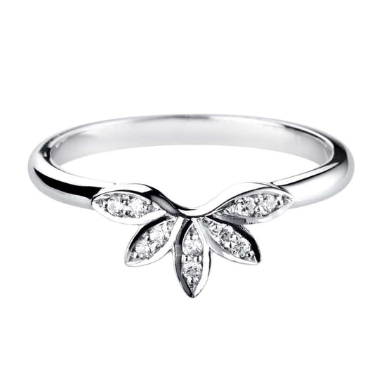 Platinum Floral Shaped Diamond Wedding Ring - 0.08ct