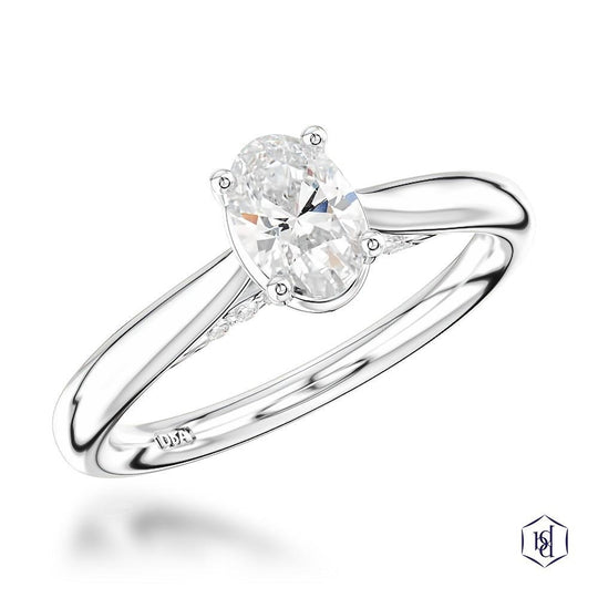 Platinum Oval Cut Diamond Engagement Ring - 0.59ct