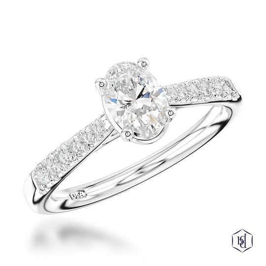 Platinum Oval Cut Diamond Engagement Ring - 0.96ct