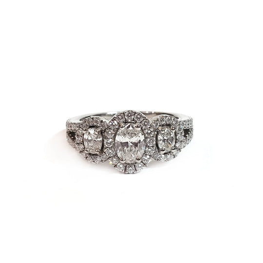 Sarah Layton Platinum Oval Diamond Trilogy Ring - 1.20ct