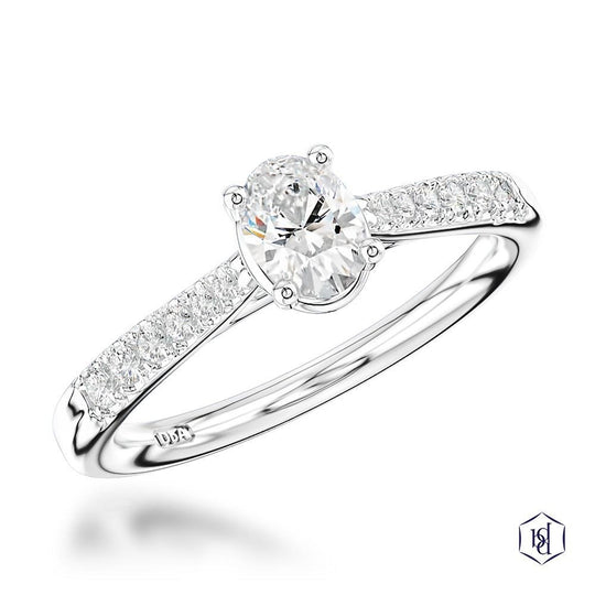 Platinum Oval Shape Diamond Engagement Ring - 0.45ct