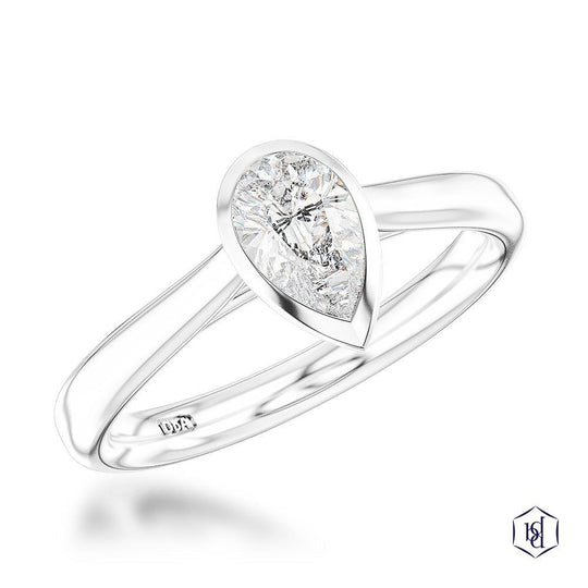 Platinum Pear Cut Diamond Solitaire Engagement Ring - 0.62ct