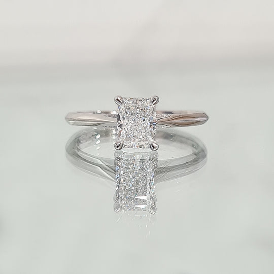 Platinum Radiant Cut Diamond Engagement Ring - 1.02ct