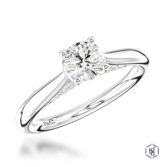 Platinum Round Brilliant Cut Diamond Engagement Ring - 0.40ct