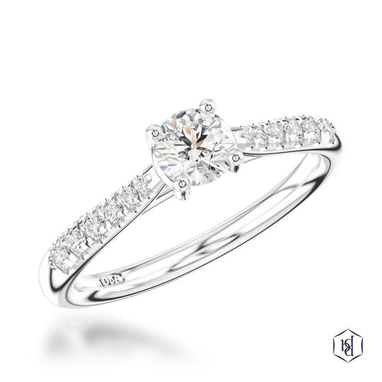 Platinum Round Brilliant Cut Diamond Engagement Ring - 0.46ct