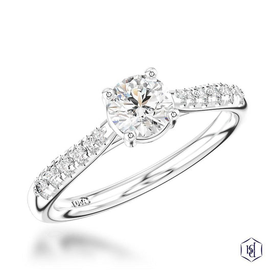 Platinum Round Brilliant Cut Diamond Engagement Ring - 0.66ct