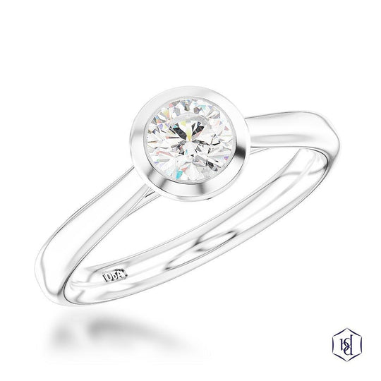 Platinum Round Brilliant Cut Diamond Engagement Ring - 0.73ct