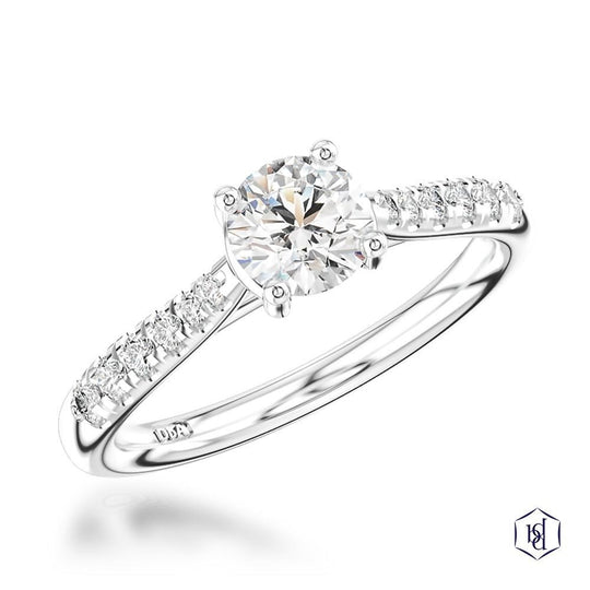 Platinum Round Brilliant Cut Diamond Engagement Ring - 0.76ct