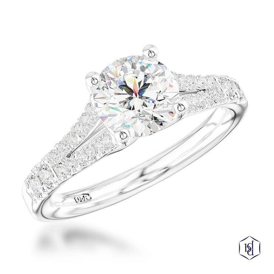 Platinum Round Brilliant Cut Diamond Engagement Ring - 1.12ct