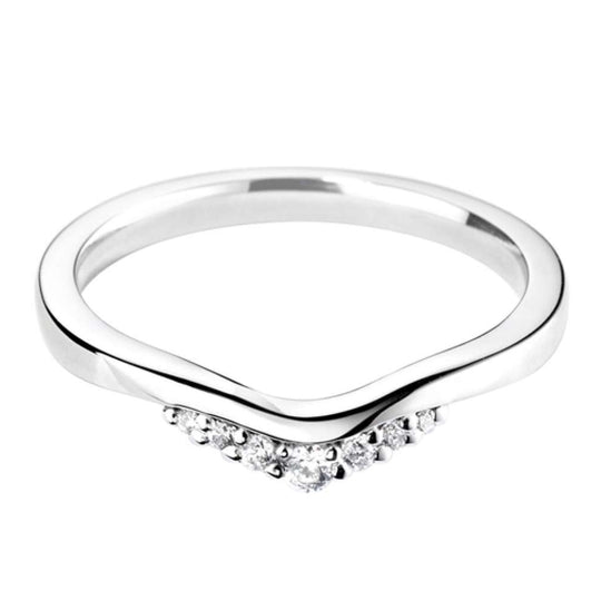 Platinum Tiara Shaped Diamond Wedding Ring - 0.09ct