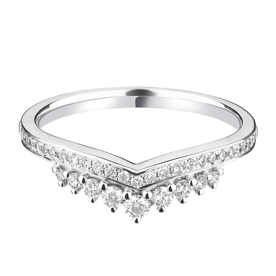 Platinum Tiara Shaped Diamond Wedding Ring - 0.32ct