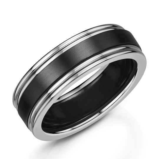 Platinum & Zirconium Stripe Wedding Ring