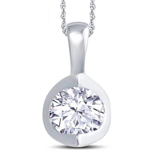 Round 2 Claw Diamond Pendant - 18ct White Gold - PC010S7W18-CH