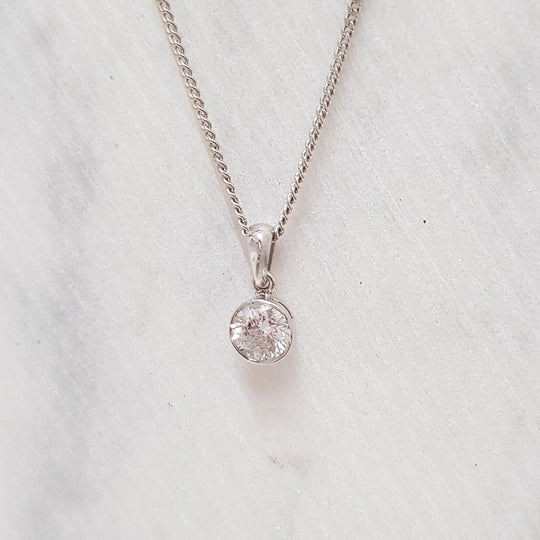 Round Brilliant Cut Diamond Pendant - 0.50ct - 18ct White Gold