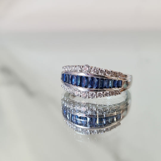 Sapphire & Diamond Ring - 18ct White Gold - 6899SW