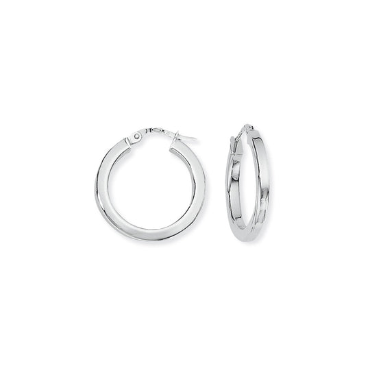Square Tube Hoop Earrings - 9ct White Gold
