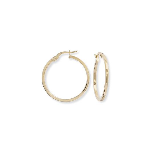 Square Tube Hoop Earrings - 9ct Yellow Gold