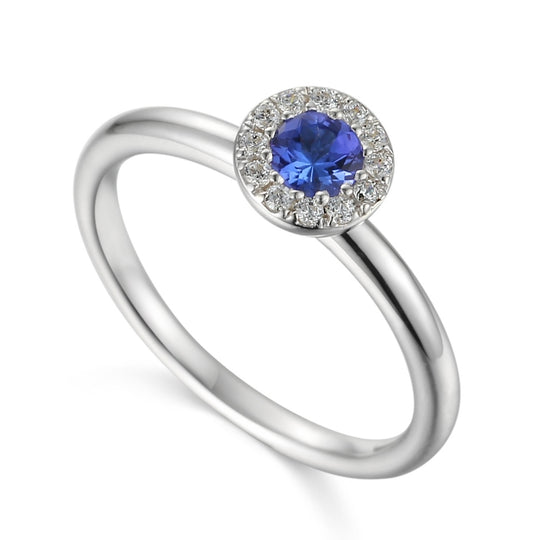Tanzanite & Diamond Cluster Ring - White Gold - M - NTR832TZD
