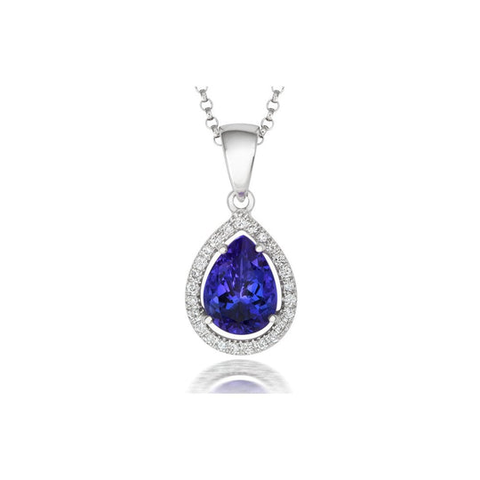 Tanzanite & Diamond Pendant - 18ct White Gold