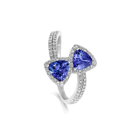 Tanzanite & Diamond Ring - 18ct White Gold - CRW2STR5TZ